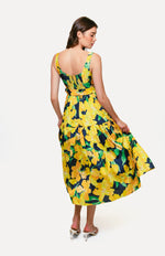 Load image into Gallery viewer, Alice Belted Tiered Maxi in Navy Watercolor Pastel Orchids
