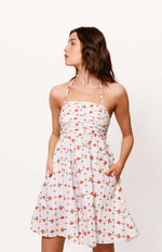 Load image into Gallery viewer, Rella Romper in White/Red Trellis Floral
