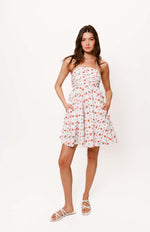 Load image into Gallery viewer, Rella Romper in White/Red Trellis Floral
