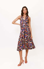 Load image into Gallery viewer, Alessia Dress in Navy Multi Tropical Garden
