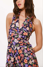 Load image into Gallery viewer, Alessia Dress in Navy Multi Tropical Garden
