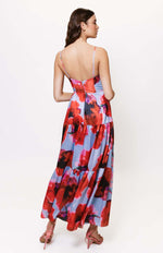 Load image into Gallery viewer, Russo Dress in Periwinkle/Red Blot Floral
