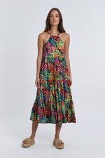 Load image into Gallery viewer, Long Floral Tiered Dress in Black Mareva
