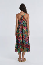 Load image into Gallery viewer, Long Floral Tiered Dress in Black Mareva
