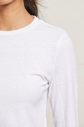 Jamie Recycled Cotton Long Sleeve Crew in White