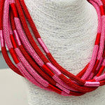 Load image into Gallery viewer, Two-Tone 8-Strand Rope Necklace in Red/Pink
