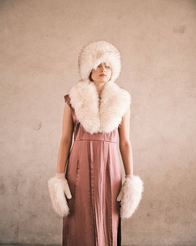 Faux Fur Russian Hat in Panna