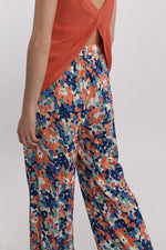 Load image into Gallery viewer, High Waist Floral Print Pant in Blue Canopee
