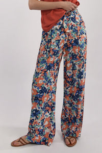 High Waist Floral Print Pant in Blue Canopee