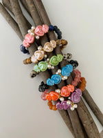 Load image into Gallery viewer, J&#39; Adore Bracelet in Snow Flake Obsidian with Blue
