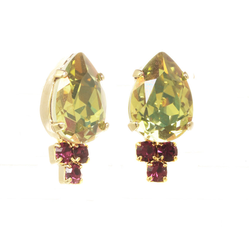 Vienna Stud Earrings in Greeny/Amethyst