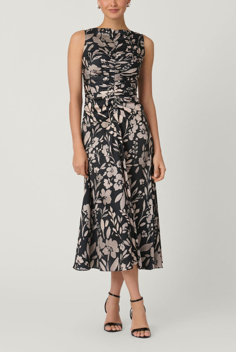 Rosetta Dress in Jet/Ecru