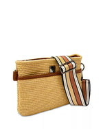 Load image into Gallery viewer, Raffia Bum Bag Crossbody in Dune Raffia &amp; Saddle
