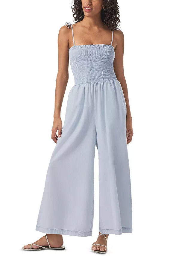Indigo Stripe Jumpsuit in Washed Indigo Stripe