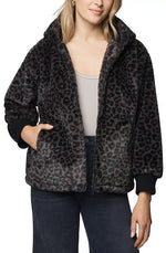 Load image into Gallery viewer, Lucia Fur Zip Up Jacket in Leopard Print
