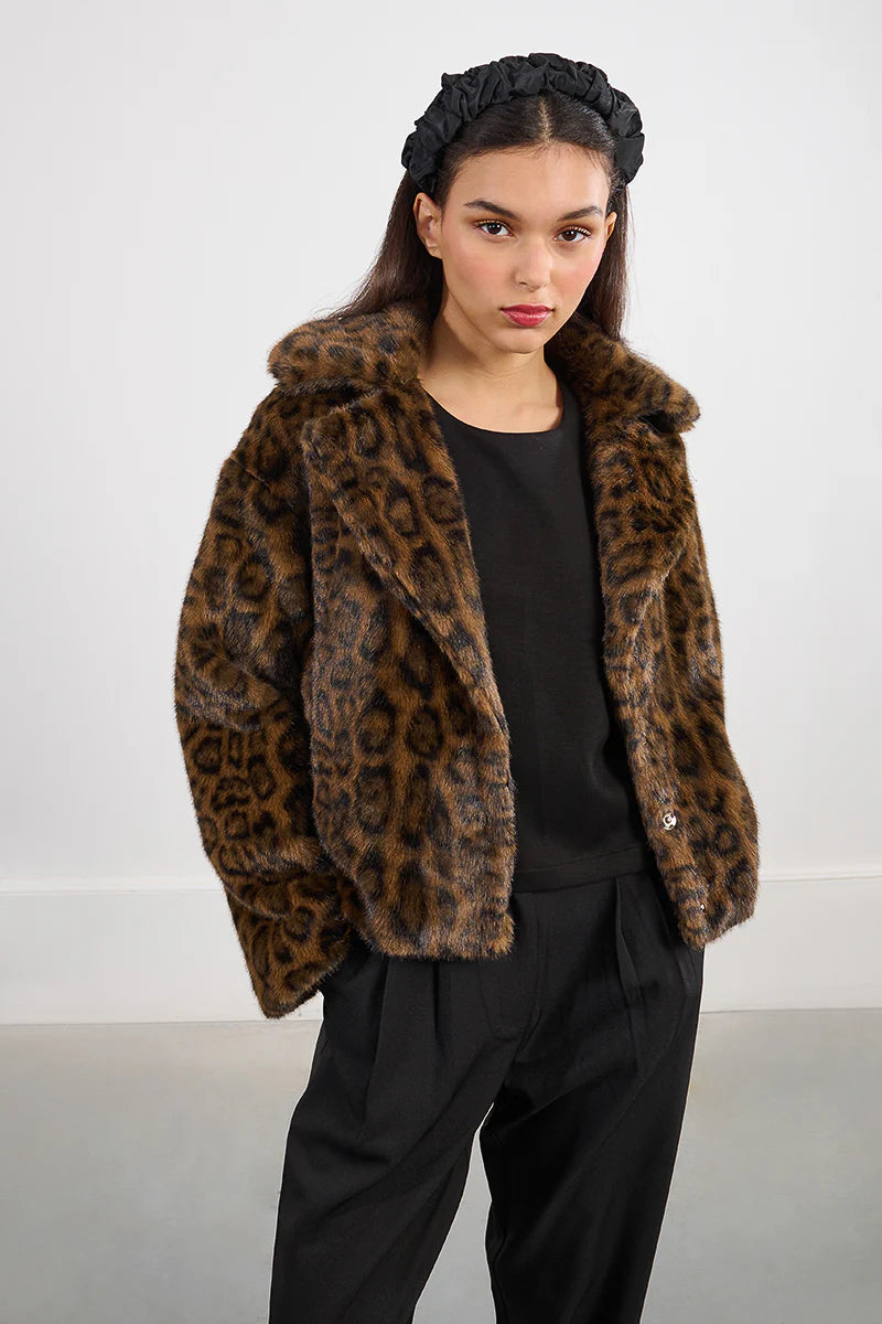 Faux Fur Jacket in Leopard