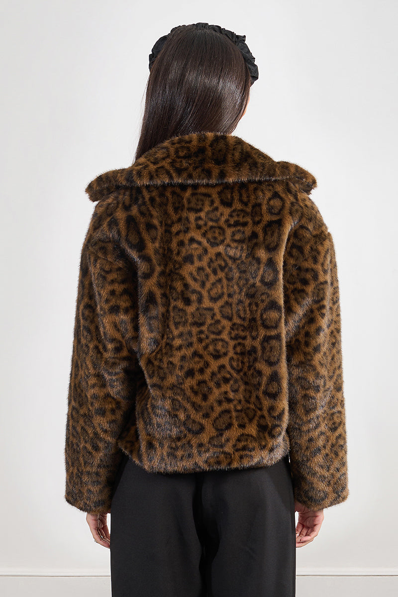 Faux Fur Jacket in Leopard