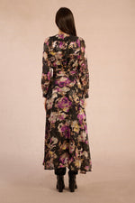 Load image into Gallery viewer, Floral Maxi Wrap Dress in Black Clotilde
