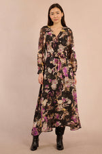 Load image into Gallery viewer, Floral Maxi Wrap Dress in Black Clotilde
