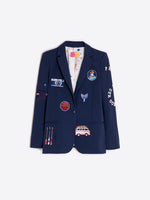 Load image into Gallery viewer, Hannah Embroidered Blazer in Navy Blue Surf
