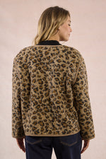 Load image into Gallery viewer, Leopard Sherpa Crop Jacket in Brown
