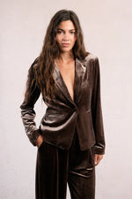 Load image into Gallery viewer, Velvet Blazer in Brown
