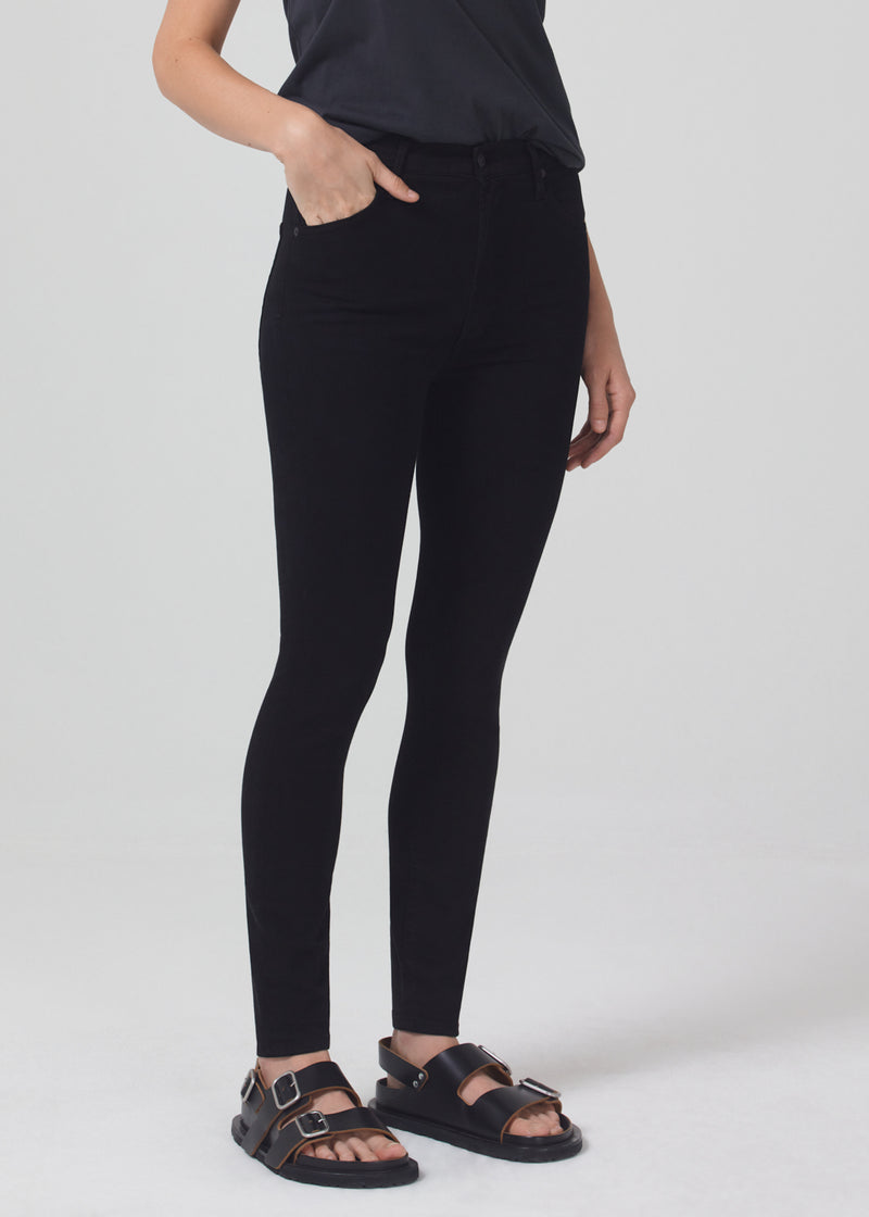 Chrissy High Rise Skinny in Plush Black