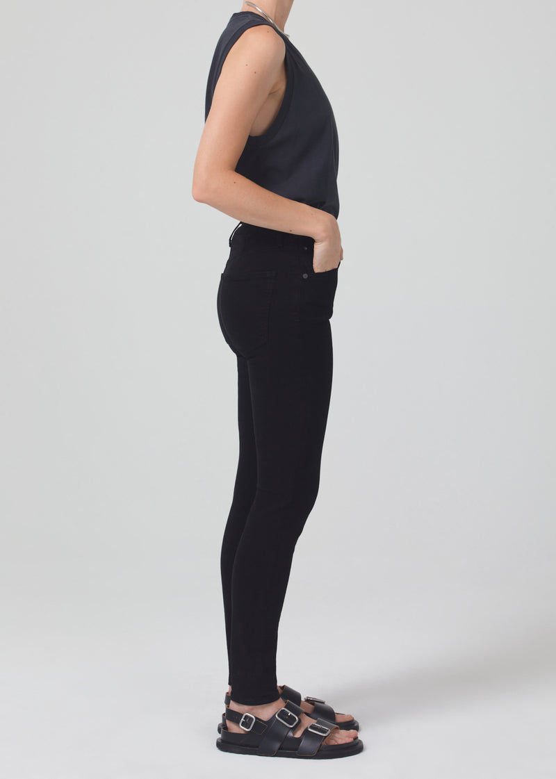 Chrissy High Rise Skinny in Plush Black