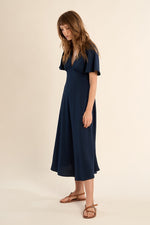 Load image into Gallery viewer, Flutter Sleeve Midi Dress in Navy
