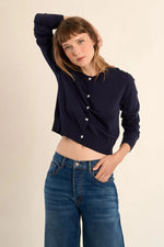 Load image into Gallery viewer, Heart Button Cardigan in Navy
