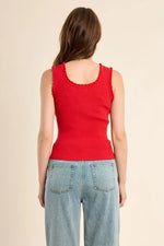 Load image into Gallery viewer, Ruffle Edge Tank Top in Red
