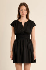 Load image into Gallery viewer, Smocked Waist Mini Dress in Black
