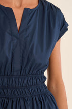 Load image into Gallery viewer, Smocked Waist Mini Dress in Navy
