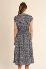 Load image into Gallery viewer, Smocked Waist Midi Dress in Navy Daisy

