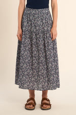 Load image into Gallery viewer, Floral Maxi Skirt in Navy Daisy
