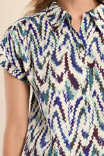 Load image into Gallery viewer, Roll Sleeve Blouse in Blue Camille
