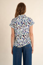 Load image into Gallery viewer, Roll Sleeve Blouse in Blue Camille
