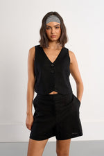 Load image into Gallery viewer, Linen Vest in Black
