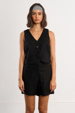 Load image into Gallery viewer, Linen Vest in Black

