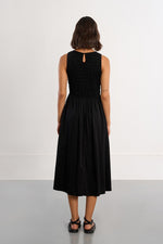 Load image into Gallery viewer, Smocked Midi Dress in Black
