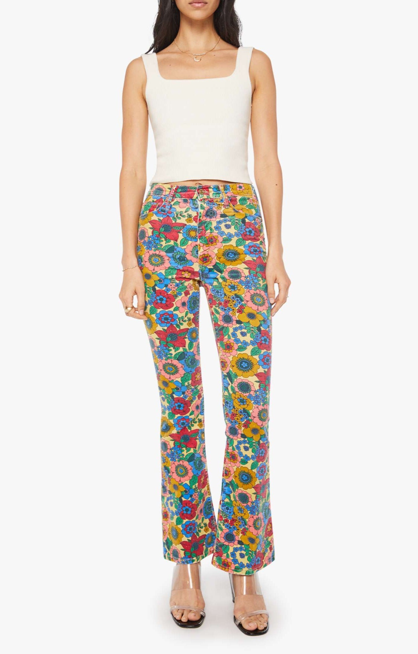 High Waisted Weekender Skimp in Track And Flower Fields