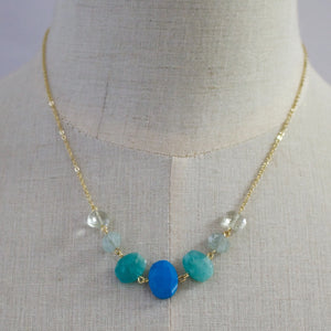 Semi Stacked Necklace in Blue Multi