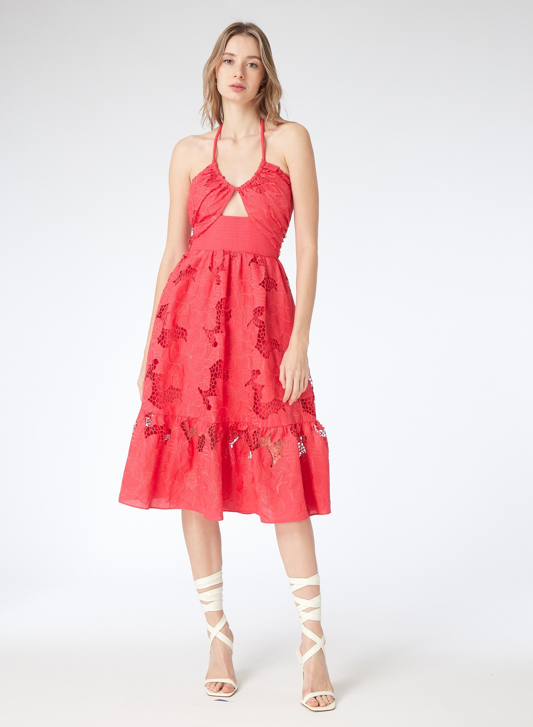 Billy Dress in Coral Embroidery