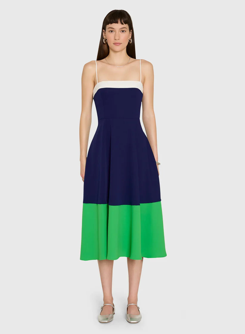 Tammy Midi Dress in Ivory/Navy/Grass – Mint Julep
