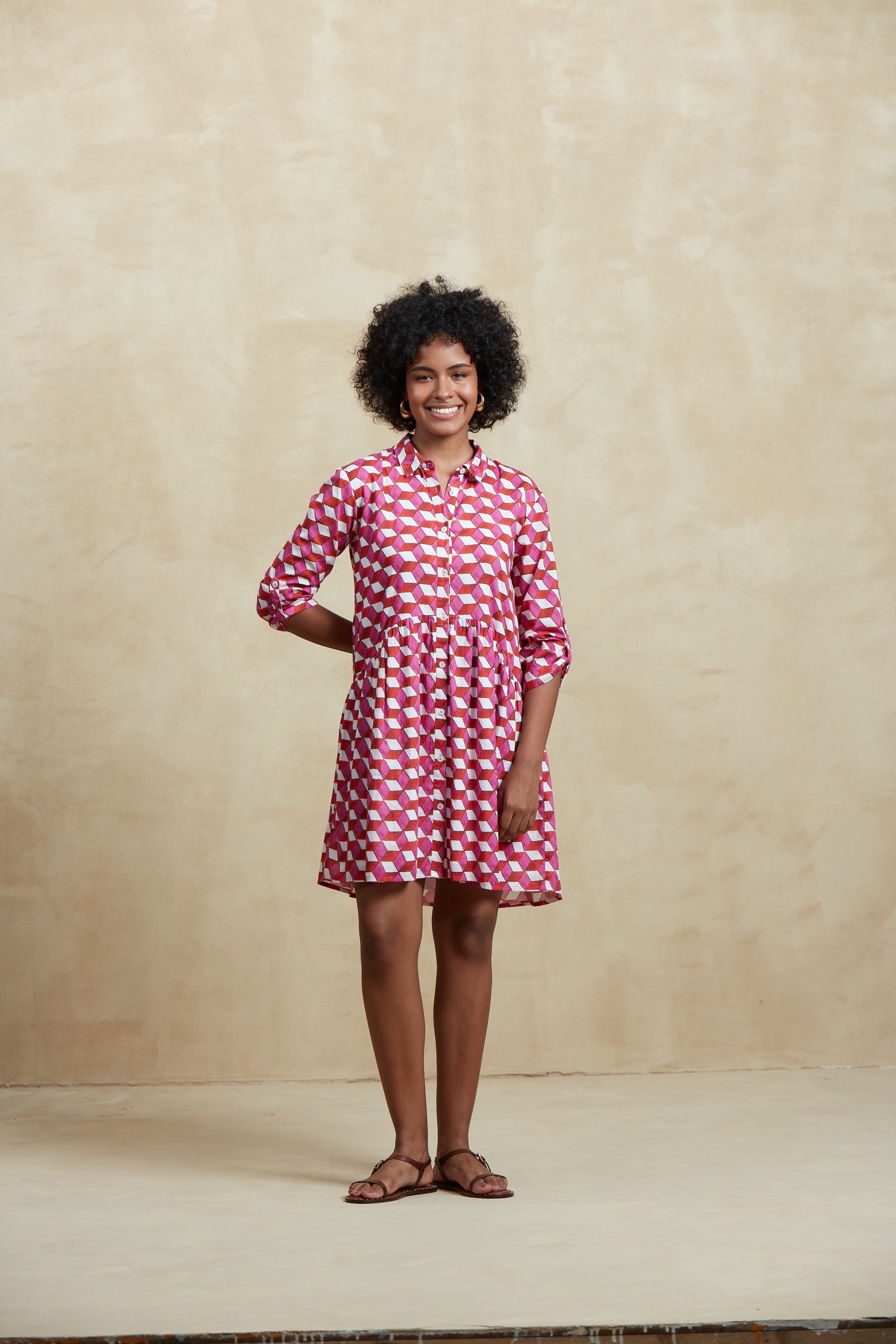 Deauville Short Dress in Pink Etna