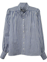 Load image into Gallery viewer, Shirred Blouse in Blue Stripe
