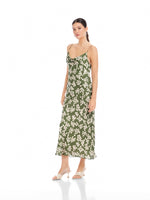 Load image into Gallery viewer, Drape Cami in Green/Off White Monotone Flowers Print
