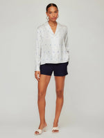Load image into Gallery viewer, Lynette Long Sleeve Blouse in Cream and Blue
