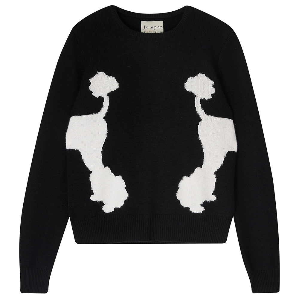 Poodle Crew Sweater in Black and White
