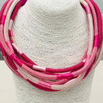Load image into Gallery viewer, Two-Tone 8-Strand Rope Necklace in Hot Pink/Baby Pink
